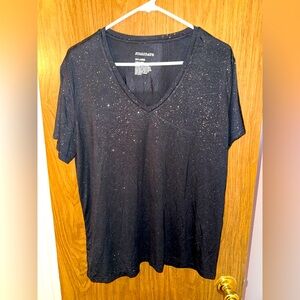 Black sparkle vneck tee  XXL